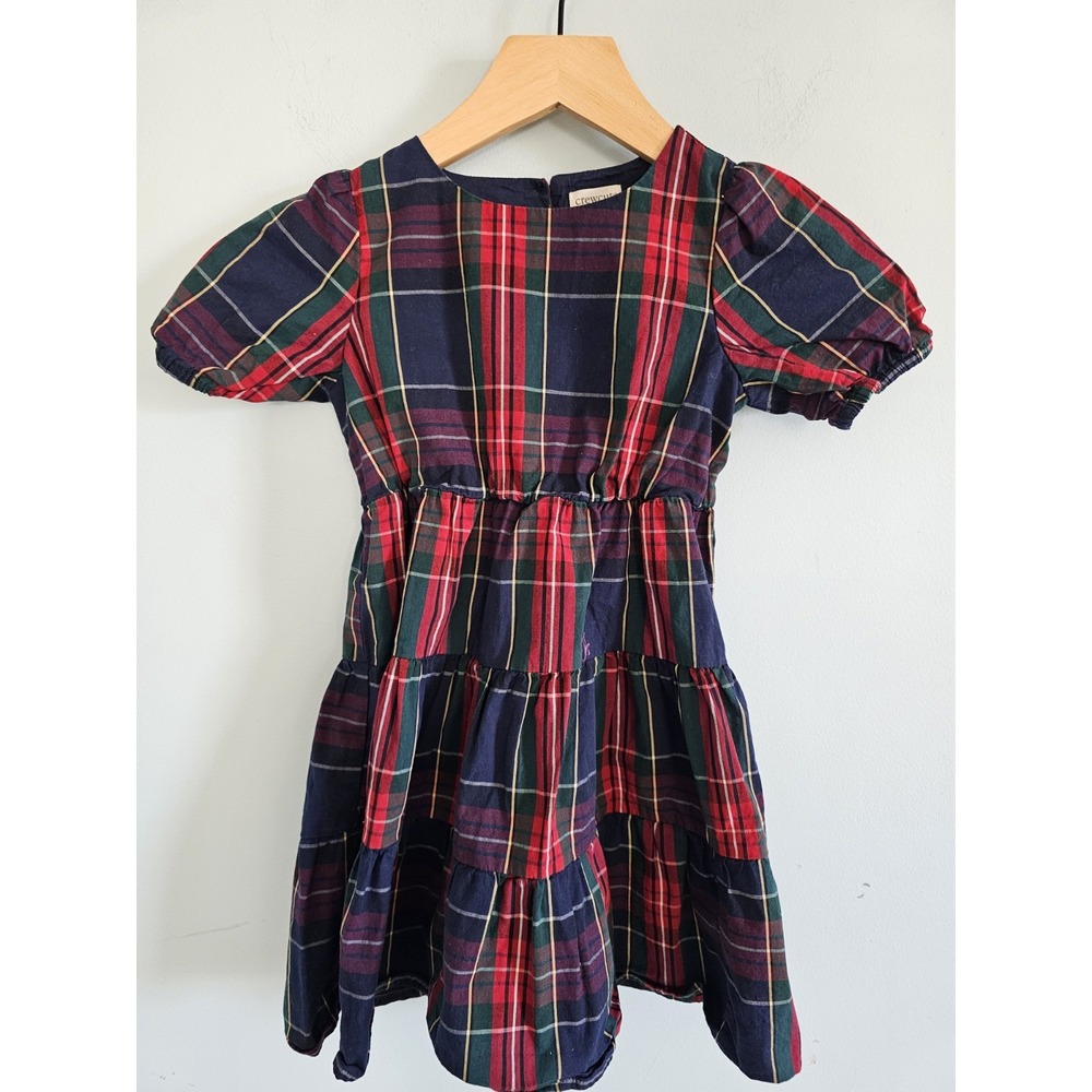 Little Girls Crewcuts Plaid Holiday Flare Dress Navy Blue Red Green‎ Size 4